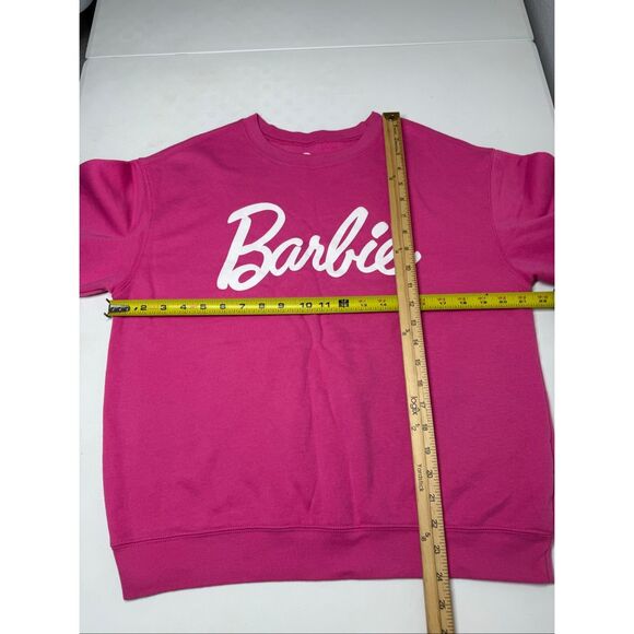 Barbie Pink Sweatshirt Women’s Sz M Crewneck Graphic Logo Mattel Casual Pullover - Picture 6 of 8